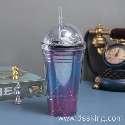 Double Constellation Creative Cup with straw